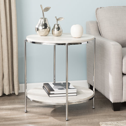 Mercer41 Stamper Faux Stone End Table & Reviews Wayfair